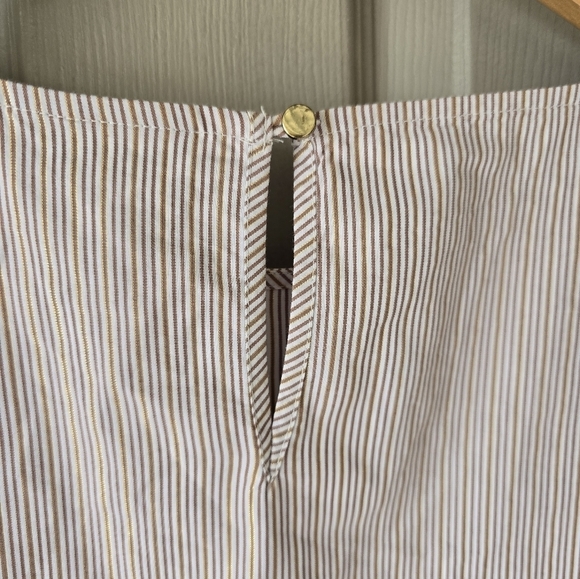 Liz Claiborne Metallic Pinstripe Tunic Sz M Women Flare 3/4 Sleeve Minimalist - Picture 13 of 13